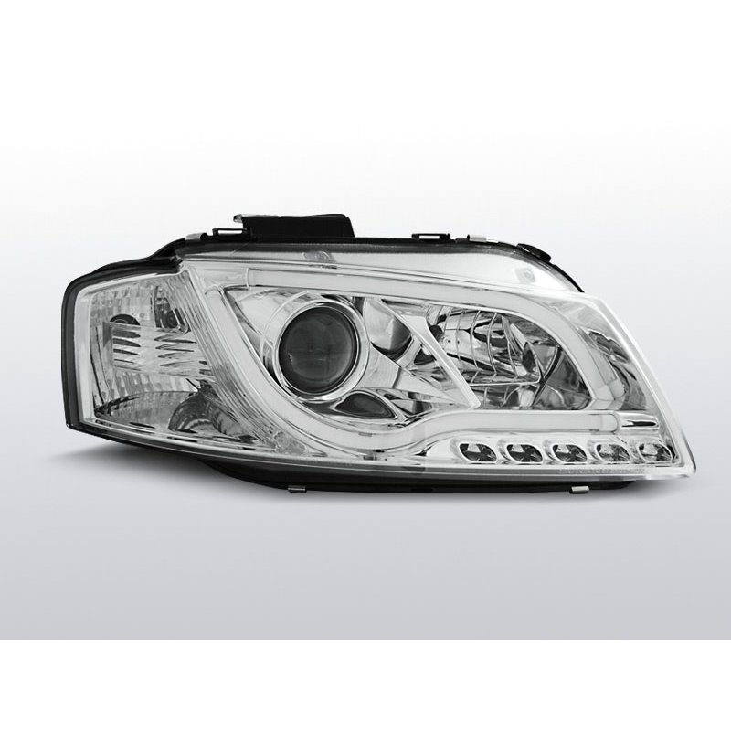 Fari Led stile luce diurna con tubo fibra ottica Audi A3 8P 03-08