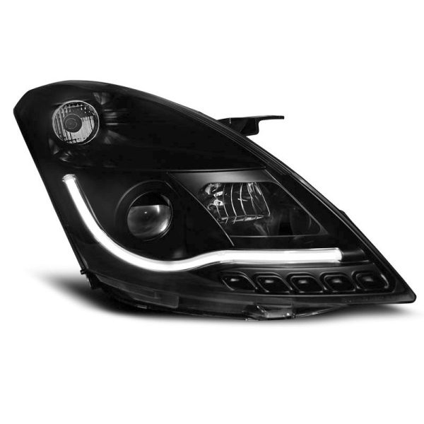 Fari Led stile luce diurna con tubo fibra ottica Suzuki Swift 05-10 Neri