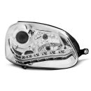 Coppia di fari a Led stile luce diurna Volkswagen Golf V 03-09 Chrome