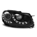 Coppia di fari DRL vera luce diurna e CCFL Volkswagen Golf VI 08-12 Neri