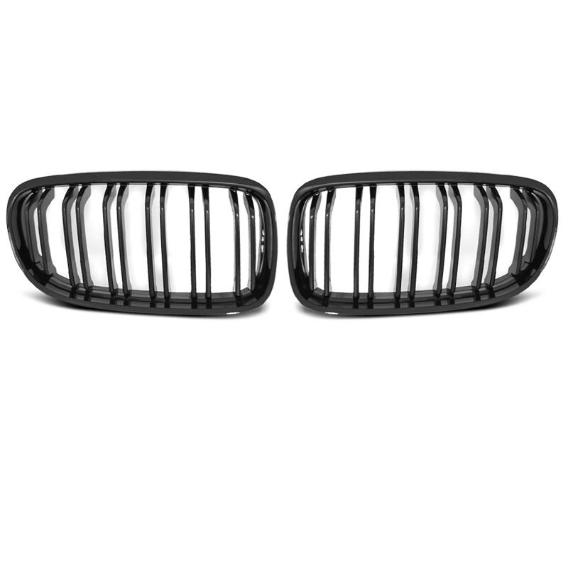 Griglia Radiatore Doppia Barra Nero Lucido Per BMW Serie 3 E90 E91 LCI (09/2008-05/2012) Set Di 2
