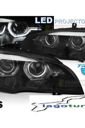 Fari anteriori Led Projector DRL AFS per BMW X5 E70 07-13 Neri Xenon Oem