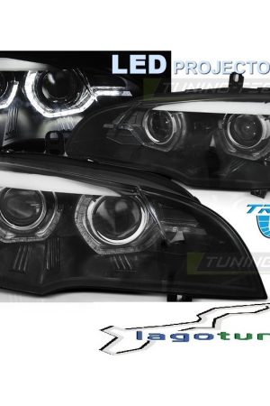 Fari anteriori Led Projector DRL AFS per BMW X5 E70 07-13 Neri Xenon Oem