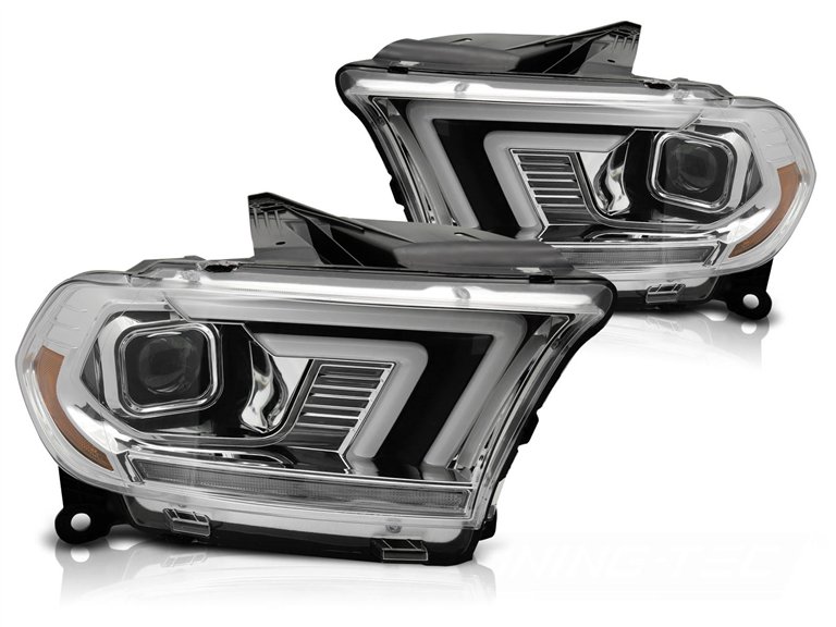 Coppia di fari con Tube Light e DTS Dodge Durango 2010-2013 Chrome