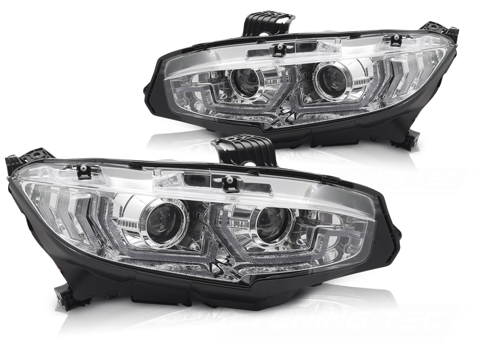 Fari anteriori Full Led DRL e DTS per Honda Civic X 2016-2021 Chrome