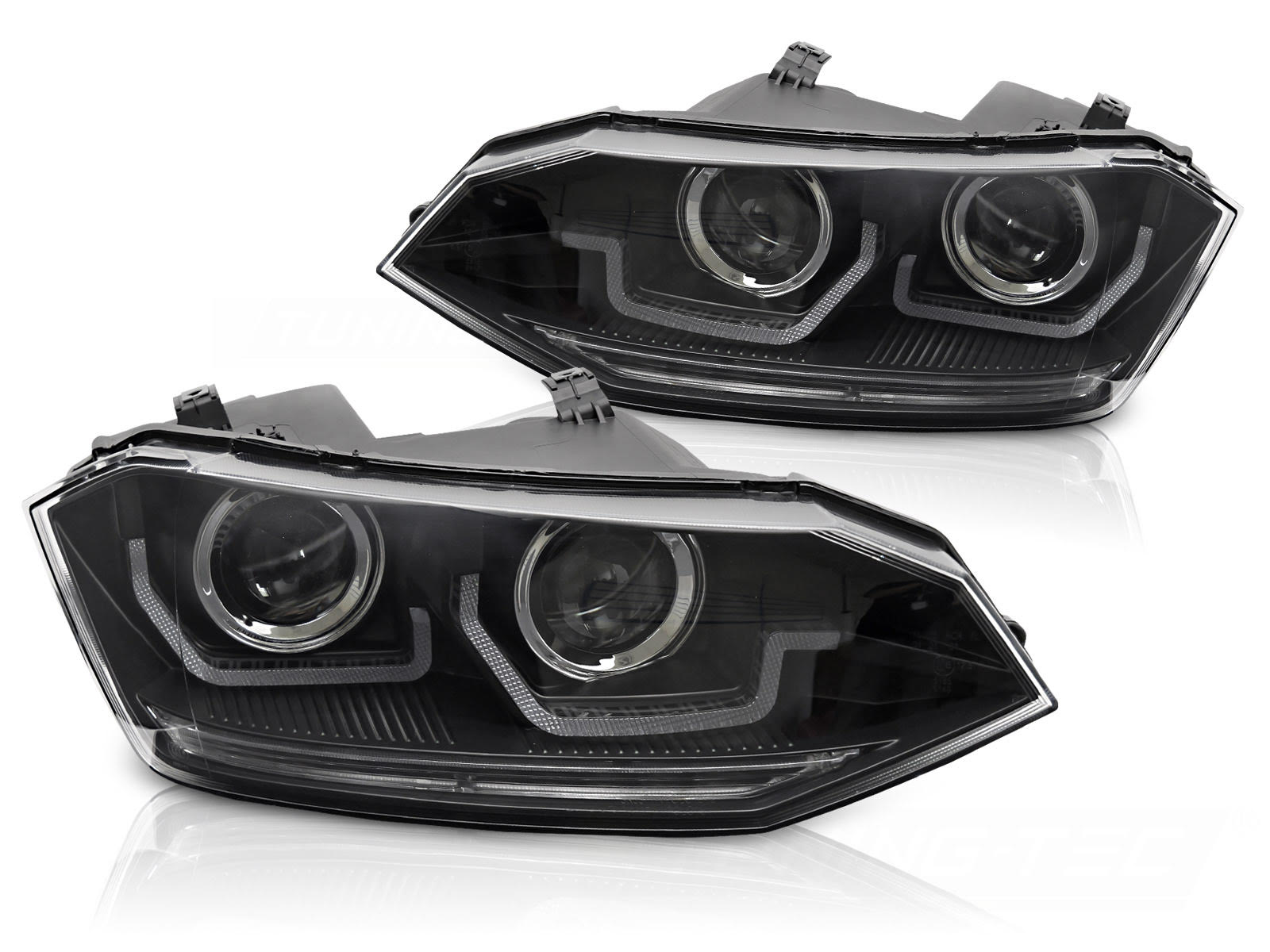 Coppia di fari DRL e DTS Volkswagen Polo VI 2G 2017-2021 Neri