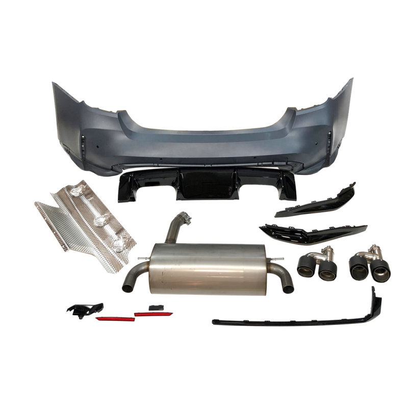 Paraurti posteriore BMW Serie 3 F30 Look G80 2 uscite doppie