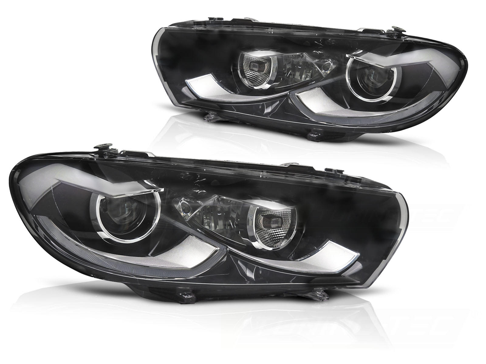 Coppia di fari a Led DRL e DTS Volkswagen Scirocco III 2008-2014 Neri